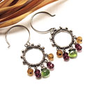 Earrings - Chandelier Wrap - Garnet, Citrine and Peridot
