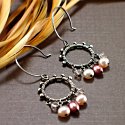 Earrings - Chandelier Wrap - Pink Pearls and Swarovski Crystals