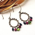 Earrings - Chandelier Wrap - Peridot, Iolite and Coral