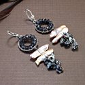 Earrings - Iolite and Pearl Chandeliers