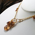 Cognac Necklace - Hessonite Garnets and Champagne Moss Topaz